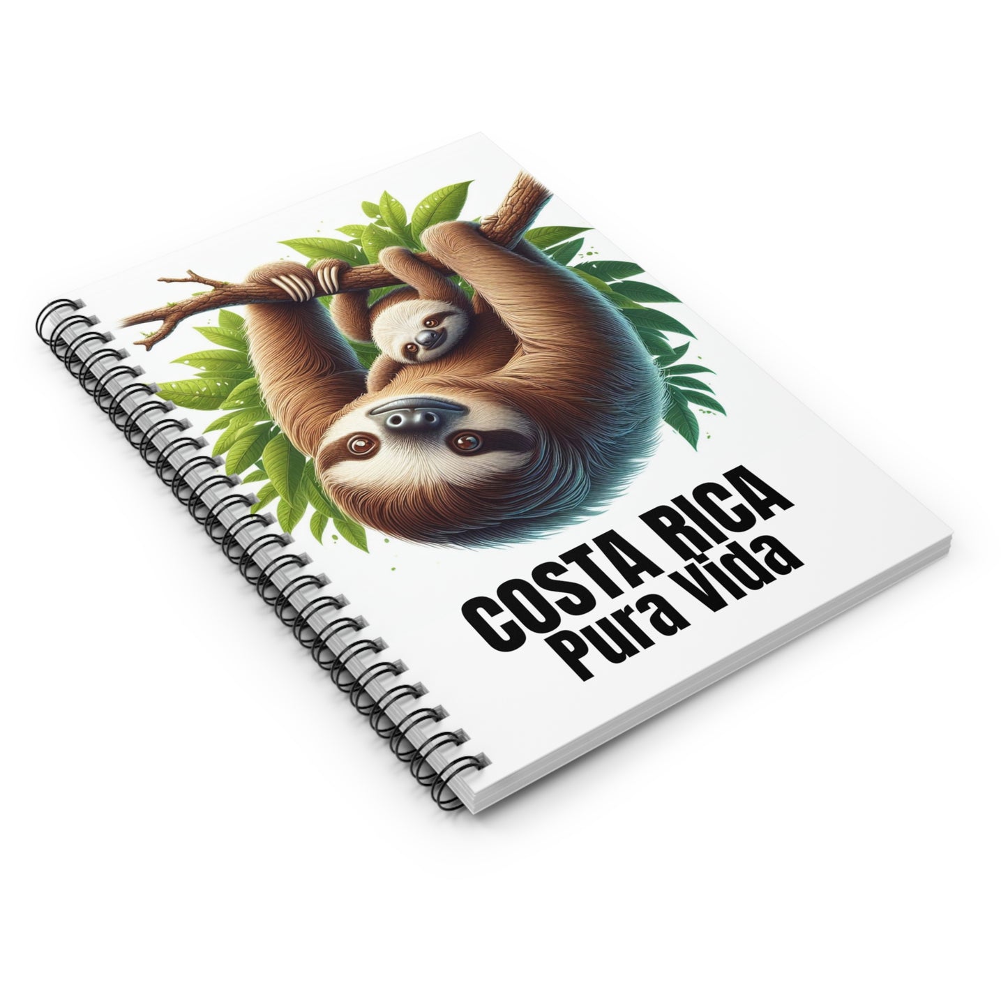 Costa Rica Pura Vida Sloth Mother and Baby Spiral Notebook - Ruled Line