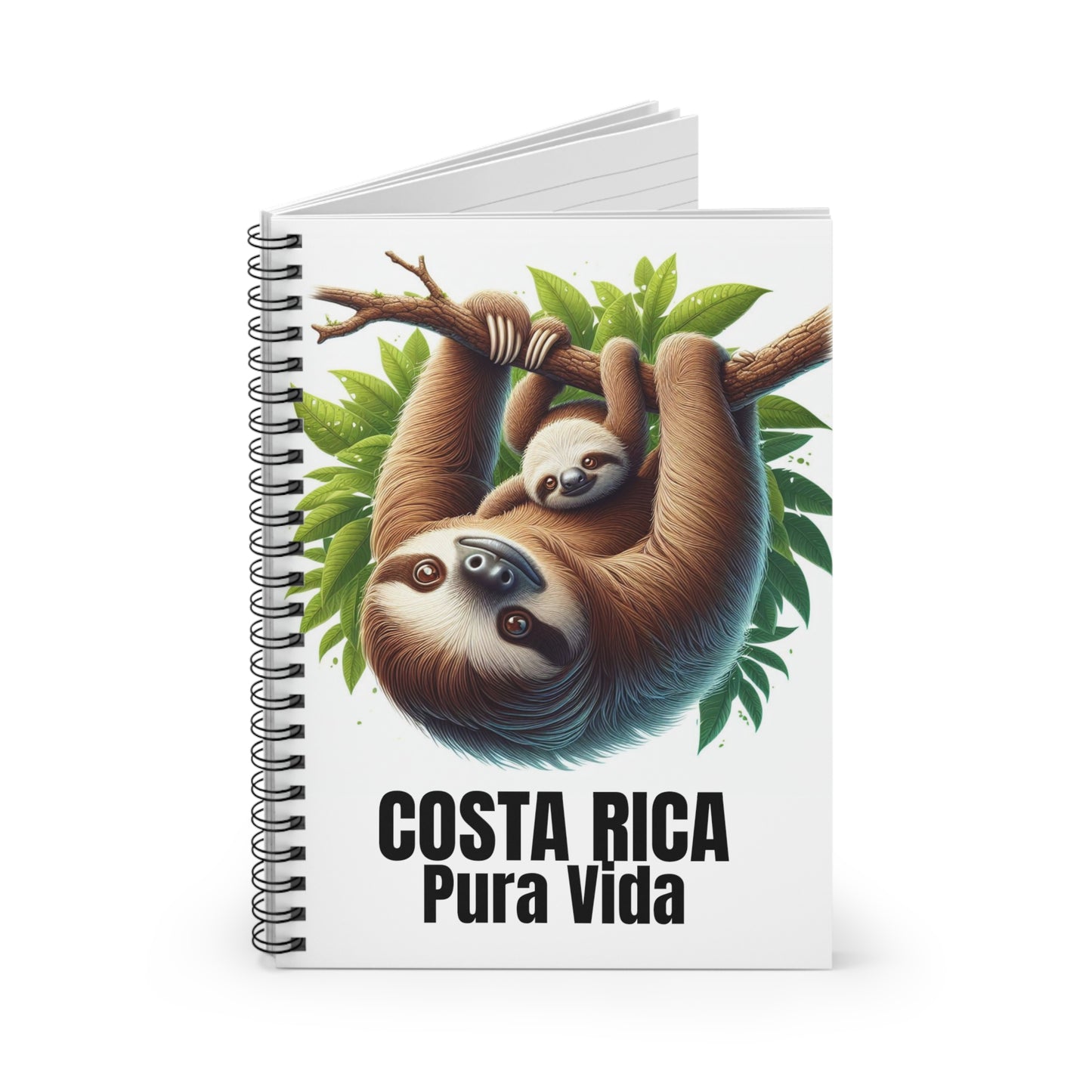 Costa Rica Pura Vida Sloth Mother and Baby Spiral Notebook - Ruled Line