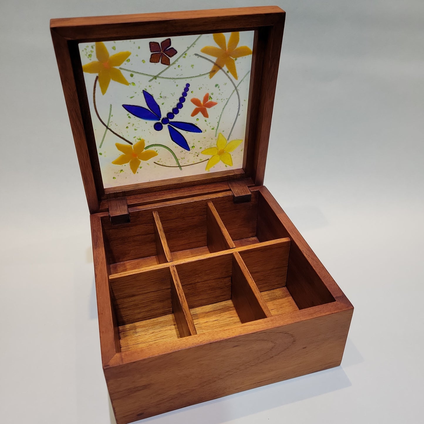 Wooden tea box - Dragonfly design