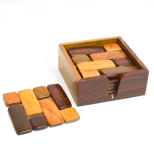 www.costaricacongo.com www.costaricagiftshops.com gift souvenir handmade Wooden coaster Set of 6 - Mixed woods