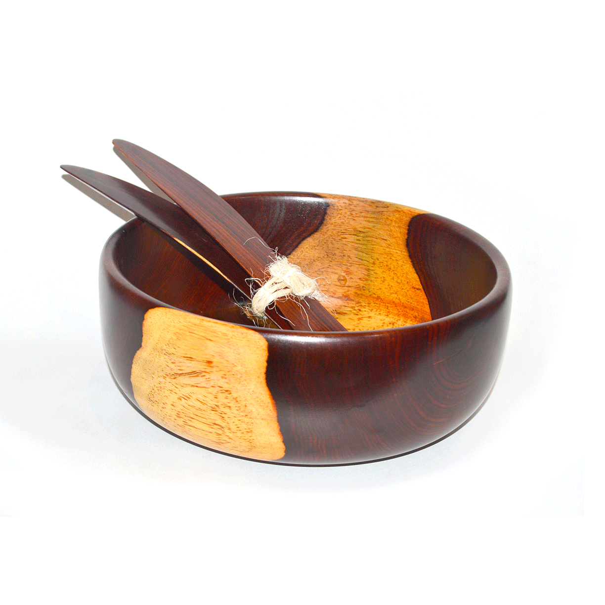 www.costaricacongo.com www.costaricagiftshops.com gift souvenir handmade Wooden Salad Bowl 10" Rosewood with Serving tools