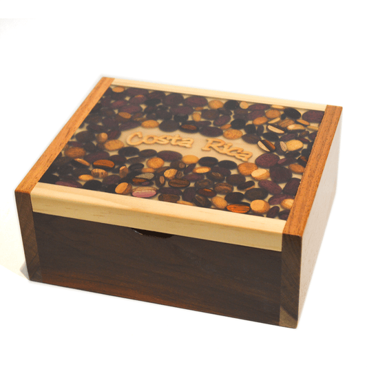 Wooden tea box 4 divisions - wood design resin