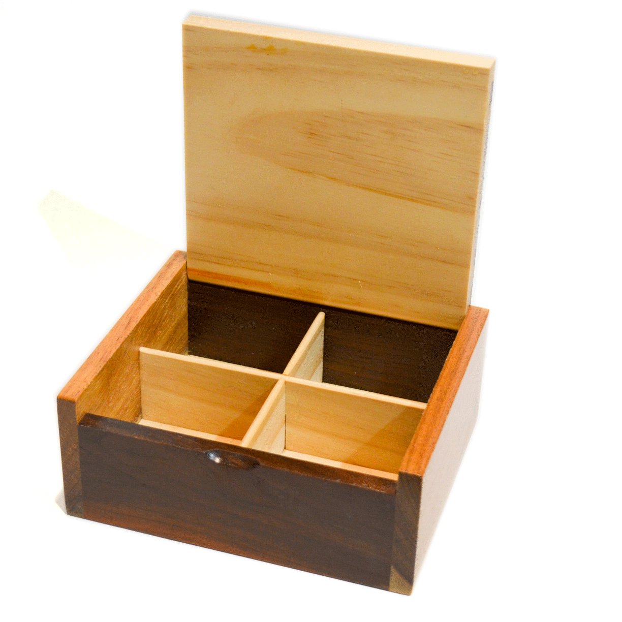 Wooden tea box 4 divisions - wood design resin