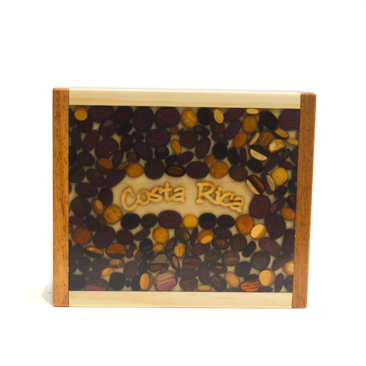 Wooden tea box 4 divisions - wood design resin