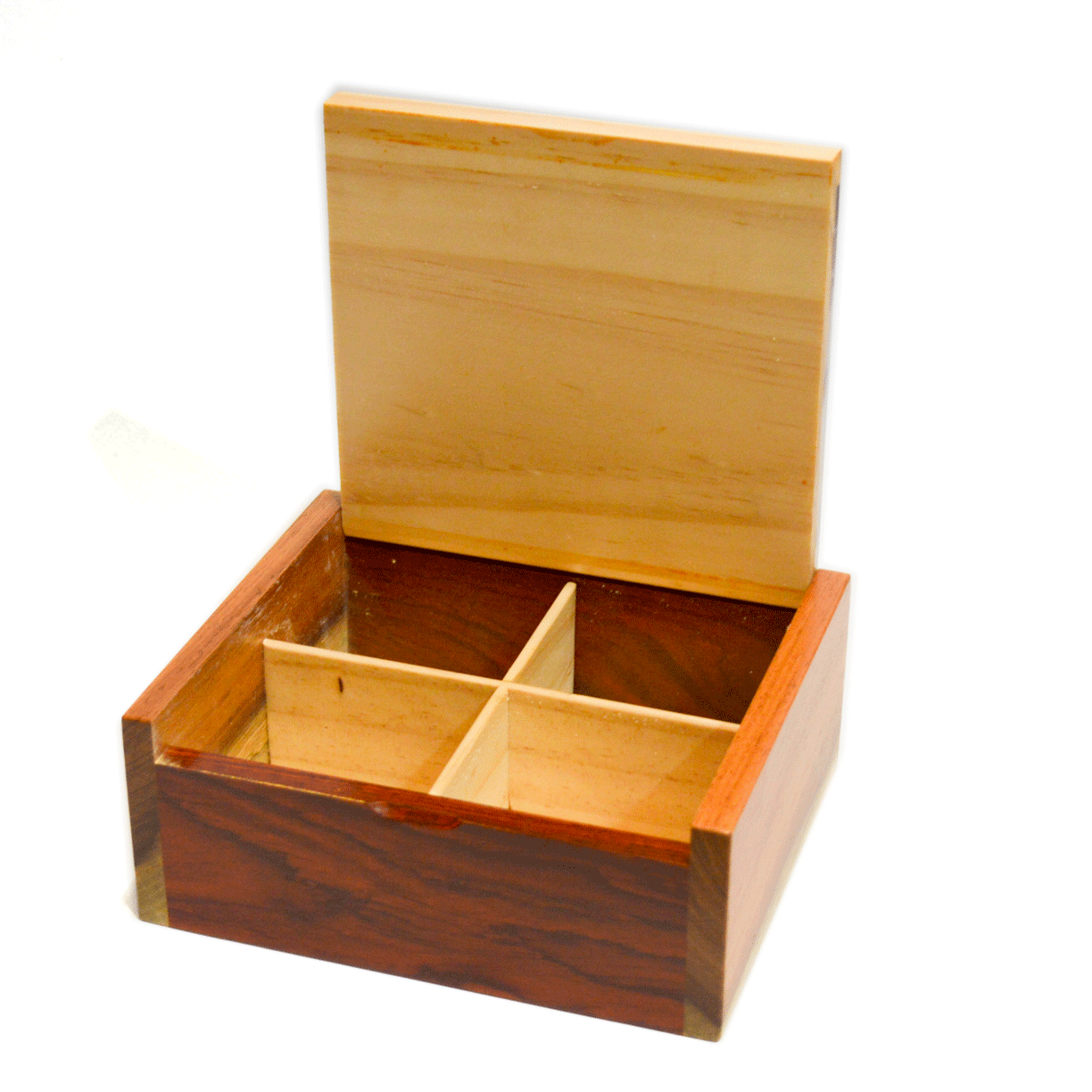 Wooden tea box 4 divisions - Wood design resin Parrot